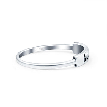 Christmas Trees Oxidized Band Solid 925 Sterling Silver Thumb Ring (3mm)